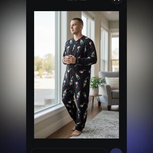 America Rag zip front novelty fleece pajamas Sz M